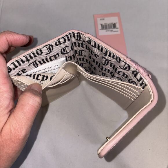 Juicy Couture Dusty Blush Pink League Double Sided Trifold Wallet Card Case NEW - Picture 7 of 10